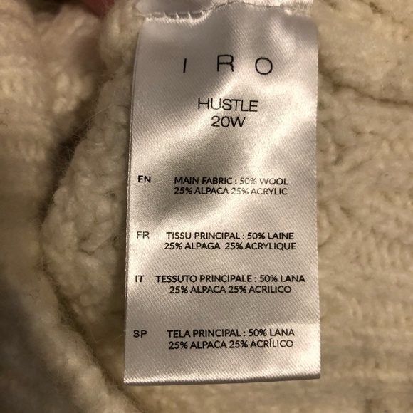 I R O PARIS Winter White Chunky Cable Knit Drop shoulder Sweater XL Wool/Alpaca - Picture 8 of 10